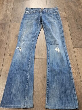 Women’s Blue Distressed Flare Jeans